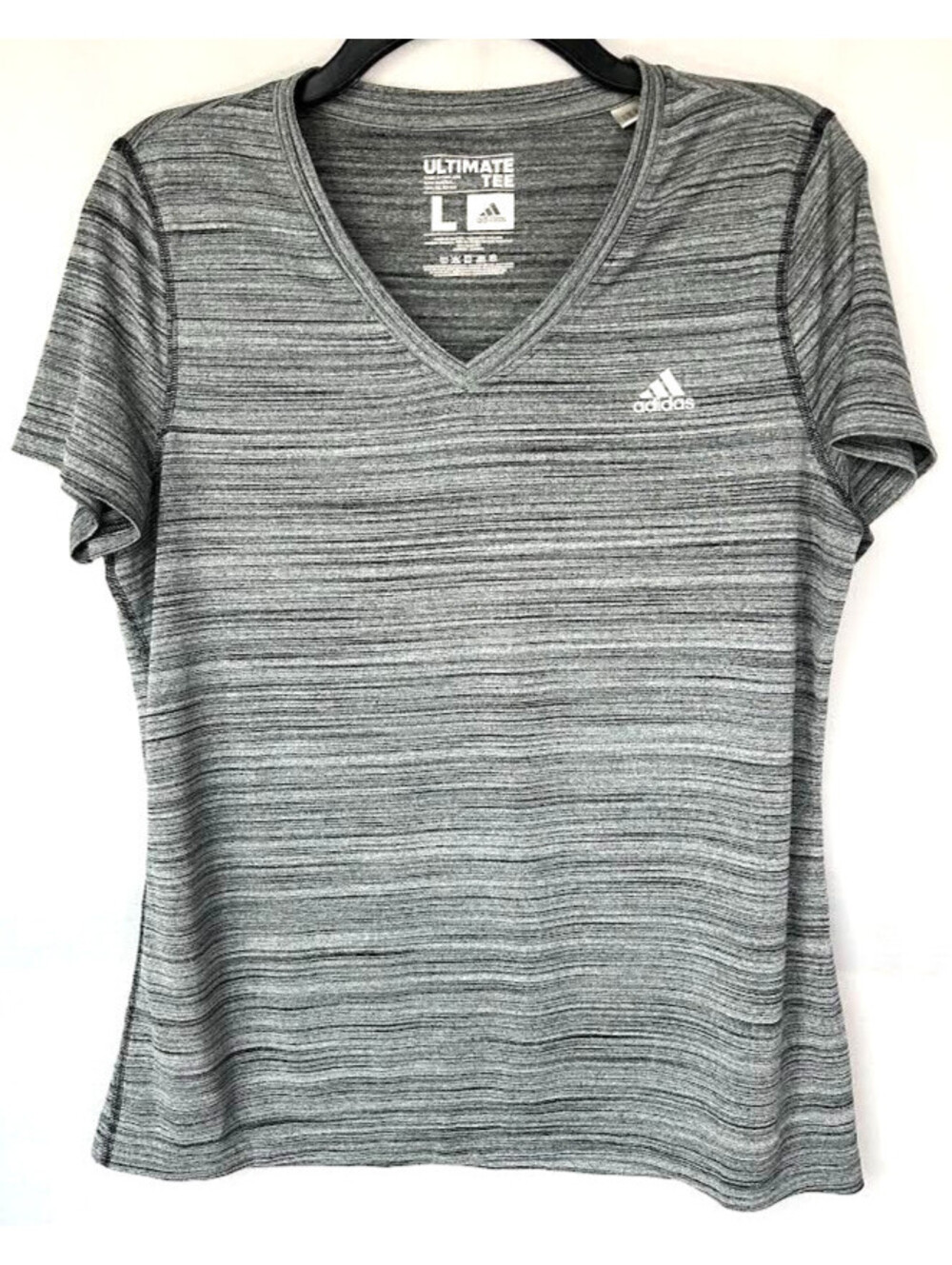 Adidas Climalite Women's T-Shirt-Size Large, V Neck, Heathered Gray